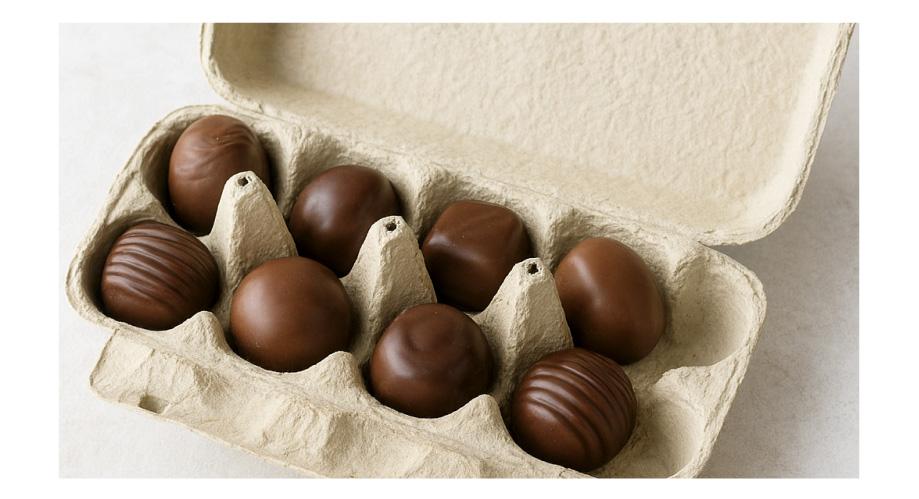 Chocolate treasure hidden in egg carton in fridge - example treasure for home treasure hunt