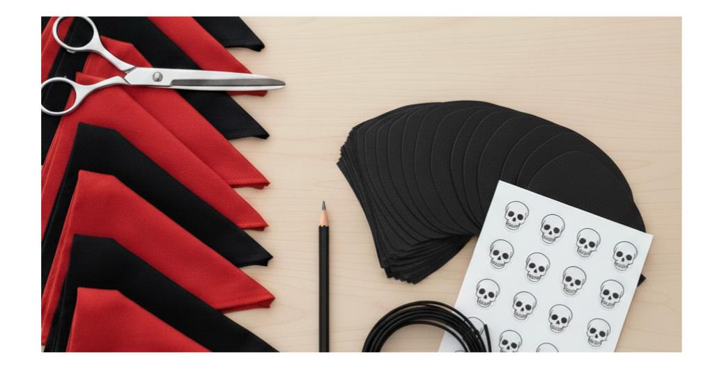 Pirate-themed treasure hunt craft supplies - eye patches and bandanas