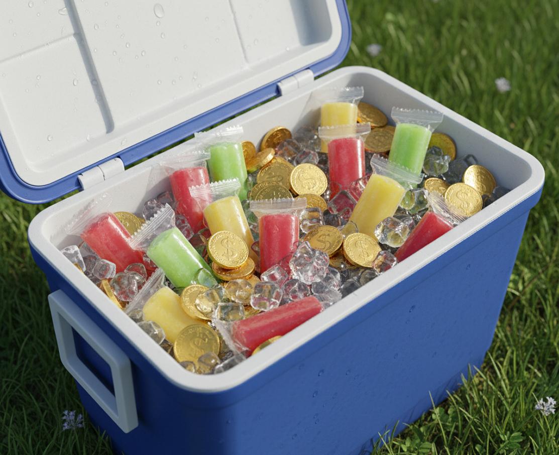 מטמון שוקולד וקרטיבים בתוך ציידנית - דוגמה למטמון לחפש את המטמון בשכונה